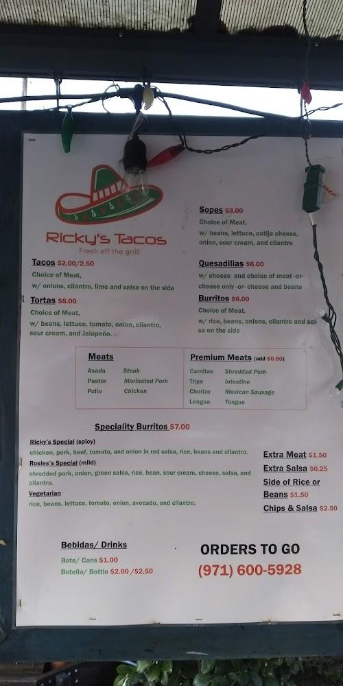 Ricky's Tacos Menu image 2